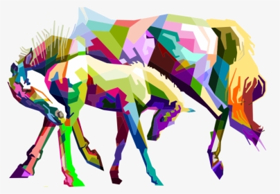 Prismatic Geometric Mother And Child Horses - Art Graphic Horse Head, HD Png Download, Transparent PNG
