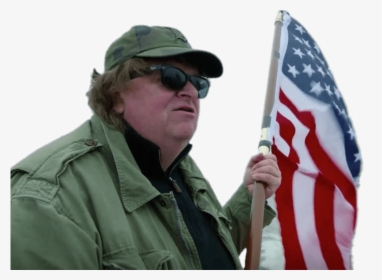 Michael Moore Holding The American Flag - Invade Next, HD Png Download, Transparent PNG