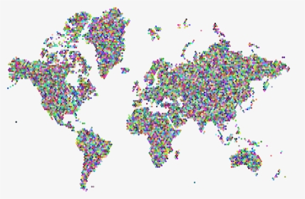 Prismatic Hexagonal World Map No Background Clip Arts - Colorful World Map No Background, HD Png Download, Transparent PNG