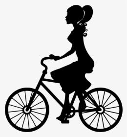 Bicycle Wheel,bicycle Art,bicycle Drivetrain Part,bicycle - Woman On Bike Silhouette, HD Png Download, Transparent PNG