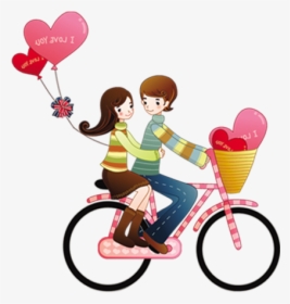 Cyclist Couple Cartoon Free Hd Image Clipart - Cartoon Couple Images Png, Transparent Png, Transparent PNG