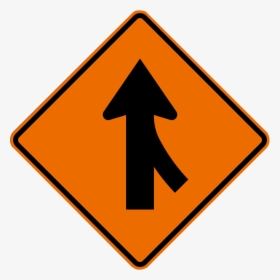 Merge Right Symbol - Merging Traffic Road Sign, HD Png Download, Transparent PNG