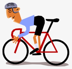 Vector Illustration Of Cycling Enthusiast Racing His - Cartoon Cyclist Clip Art, HD Png Download, Transparent PNG