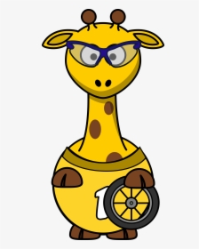 Giraffe Cyclist Clip Arts - Cartoon Animals Clipart, HD Png Download, Transparent PNG