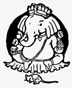 Elephant And Mouse Black White Line Art 999px- - Happy Birthday Wishes For Ganesha, HD Png Download, Transparent PNG