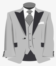 Coat, Waistcoat, Tie, Shirt, Jacket, Clothing, Male - Grey Suit Clipart, HD Png Download, Transparent PNG