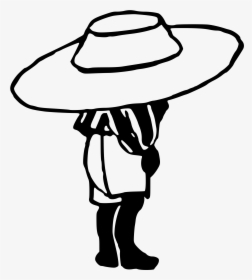 Child With Large Hat Clip Arts - Big Hat Clipart Black And White, HD Png Download, Transparent PNG
