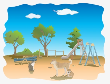 Playground, Animals, Dog, Cat, Tree, Sky, Sun, Nature - สนาม เด็ก เล่น การ์ตูน, HD Png Download, Transparent PNG