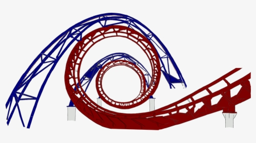 Roller Coaster, Tube, Red, Blue, Intertwined, Speed - Transparent Roller Coaster Background, HD Png Download, Transparent PNG