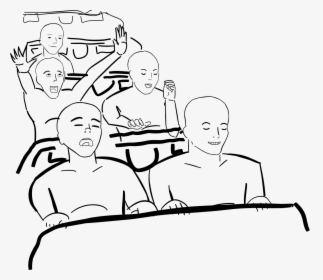 Cart Drawing Roller Coaster - Roller Coaster People Drawing, HD Png Download, Transparent PNG