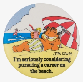 Garfield A Career On The Beach Entertainment Button - Garfield Beach Cartoon, HD Png Download, Transparent PNG
