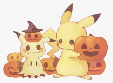 Pumpkin Pokemon Pikachu Mimikyu Halloween Handpainted - Pikachu And Mimikyu, HD Png Download, Transparent PNG