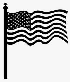 American Flag Black And White Clip Art Free - American Flag Drawing Black And White, HD Png Download, Transparent PNG