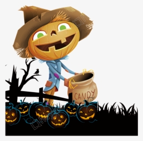 Transparent Scarecrows Clipart - Halloween Scarecrow Clipart, HD Png Download, Transparent PNG