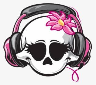 Headphones - Cartoon Skull With Headphones, HD Png Download, Transparent PNG