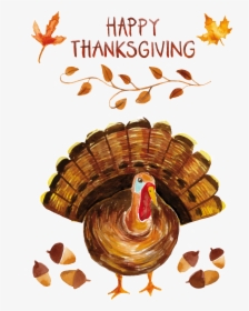 Turkey Watercolor Painting Thanksgiving - Happy Thanksgiving Clipart, HD Png Download, Transparent PNG