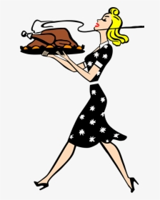Dinner, Housewife, Retro, Thanksgiving, Turkey, Vintage - Thanksgiving Clip Art, HD Png Download, Transparent PNG