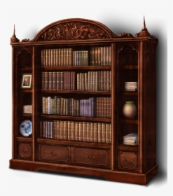 Antique Bookshelf - Transparent Background Bookshelves Png, Png Download, Transparent PNG