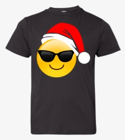 Emoji Christmas Shirt Cool Sunglasses Santa Hat Family - Smiley, HD Png Download, Transparent PNG