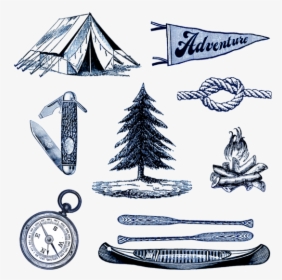 Tattoo Product Set Camping Summer Camp Tattly Clipart - Camping Tattoo, HD Png Download, Transparent PNG