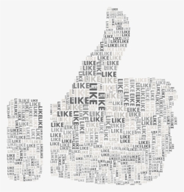 Like Thumbs Up Word Cloud Grayscale Clip Arts - Word Cloud Like, HD Png Download, Transparent PNG