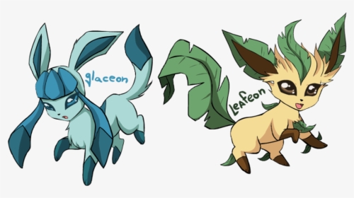 Glaceon And Leafeon - Eevee Evolutions Leafeon And Glaceon, HD Png Download, Transparent PNG
