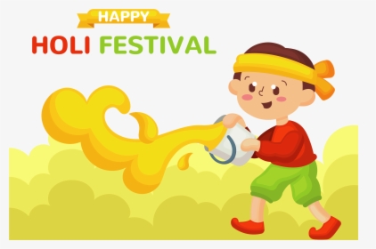 Transparent Happy Kids Png - Clipart Boy Playing Holi, Png Download, Transparent PNG