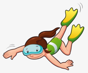 Swimming Clip Art Images Black And White Ud83e Udd37 - Cartoon Girl In Fins, HD Png Download, Transparent PNG