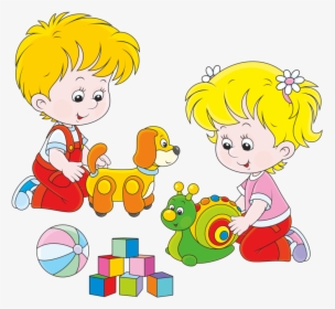Kids Sharing Toys Png - Children Playing With Toys Clipart, Transparent Png, Transparent PNG