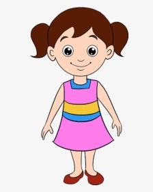 How To Draw A Cartoon Girl In A Few Easy Steps Easy - Girl Kid Drawing, HD Png Download, Transparent PNG