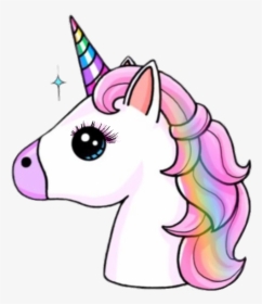 #unicorn #rainbow #girl #multicoloured #eyelashes #pretty - Easy Unicorn Drawing, HD Png Download, Transparent PNG
