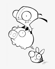 Great Invader Zim Coloring Pages Online Unlimited Piggy - Gir From Invader Zim, HD Png Download, Transparent PNG