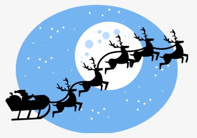 Santa Flying Reindeer Clip Art, HD Png Download, Transparent PNG