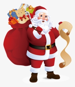 Santa Claus Transparent Decorative Carrying A Gift - Christmas Santa Claus Png, Png Download, Transparent PNG