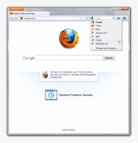 Twitter In Firefox Search Bar - Mozilla Firefox, HD Png Download, Transparent PNG