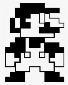 Mario Vector 8 Bit - 8 Bit Mario Vector Black And White, HD Png Download, Transparent PNG