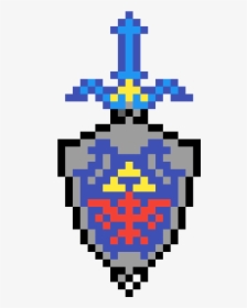 Master Sword And Hylain Shield - Hylian Shield 8 Bit, HD Png Download, Transparent PNG