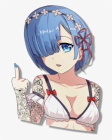 Image Of Tatted Rem - Cartoon, HD Png Download, Transparent PNG