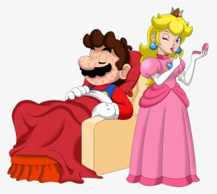 Princess Peach Kissing Mario With Lipstick, HD Png Download, Transparent PNG