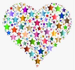 Clipart - Colorful Heart And Star, HD Png Download, Transparent PNG