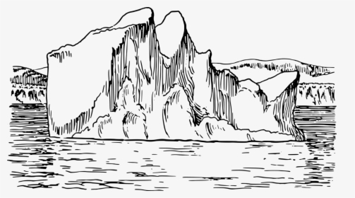 Line Art,wildlife,art - Iceberg Drawing Black And White, HD Png Download, Transparent PNG