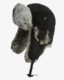 Tough Duck Mens Aviator Hat Rabbit Fur Black Detail - Knit Cap, HD Png Download, Transparent PNG