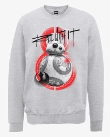 Star Wars The Last Jedi Bb8 Roll With It Grey Sweatshirt - Bb8 Party Plates, HD Png Download, Transparent PNG