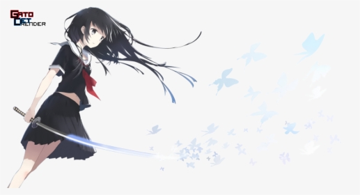 Anime Girl Sword Png, Transparent Png, Transparent PNG
