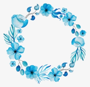 Ftestickers Flowers Frame Circle Watercolor Blue - Blue Flower Frame Png, Transparent Png, Transparent PNG