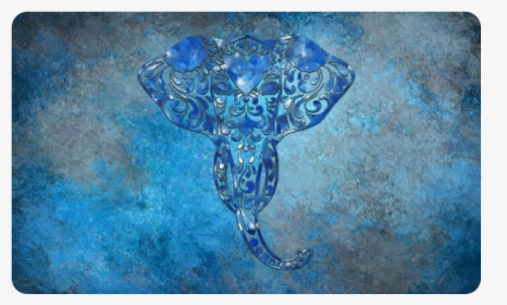 A Blue Watercolor Elephant Portrait In Denim Look Doormat - Modern Art, HD Png Download, Transparent PNG