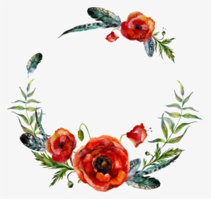 Boho Vector Watercolor - Red Flower Wreath Watercolor, HD Png Download, Transparent PNG