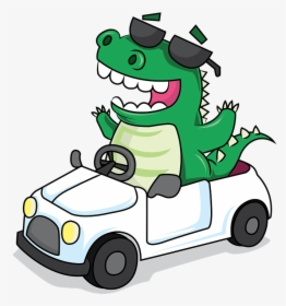 Dino, Car, Cartoon, Cute, Funny - Cartoon Car Crocodile, HD Png Download, Transparent PNG