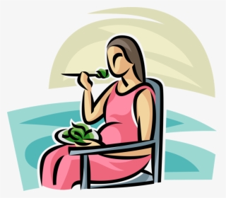 Eating Vector Mother - Pregnant Woman Eating Clipart, HD Png Download, Transparent PNG