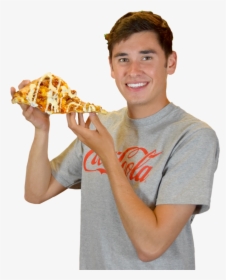 Guy Eating Pizza Png, Transparent Png, Transparent PNG